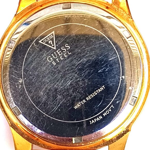 Nonworking Vintage Guess Watch Rhinestones Leather Strap Japan Movement - Picture 7 of 10